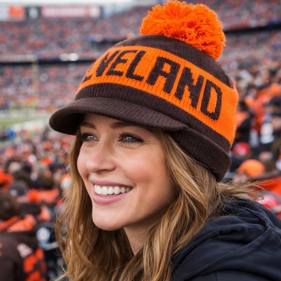 Vintage Cleveland Browns Knit Beret Billed Beanie Cap Hat main image 6